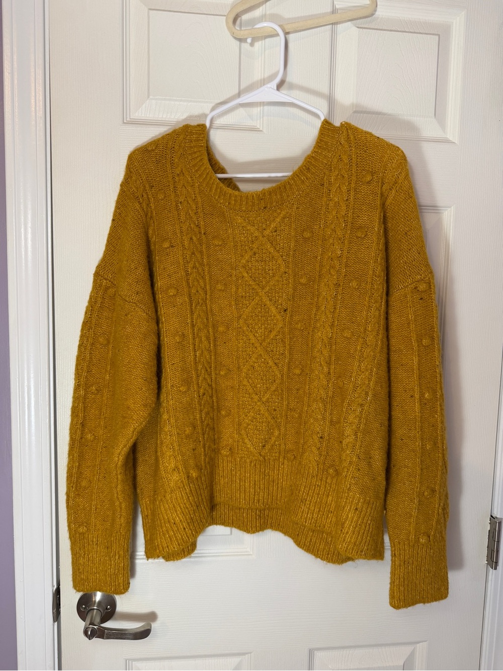 Old Navy Mustard Cable Knit Crewneck Sweater